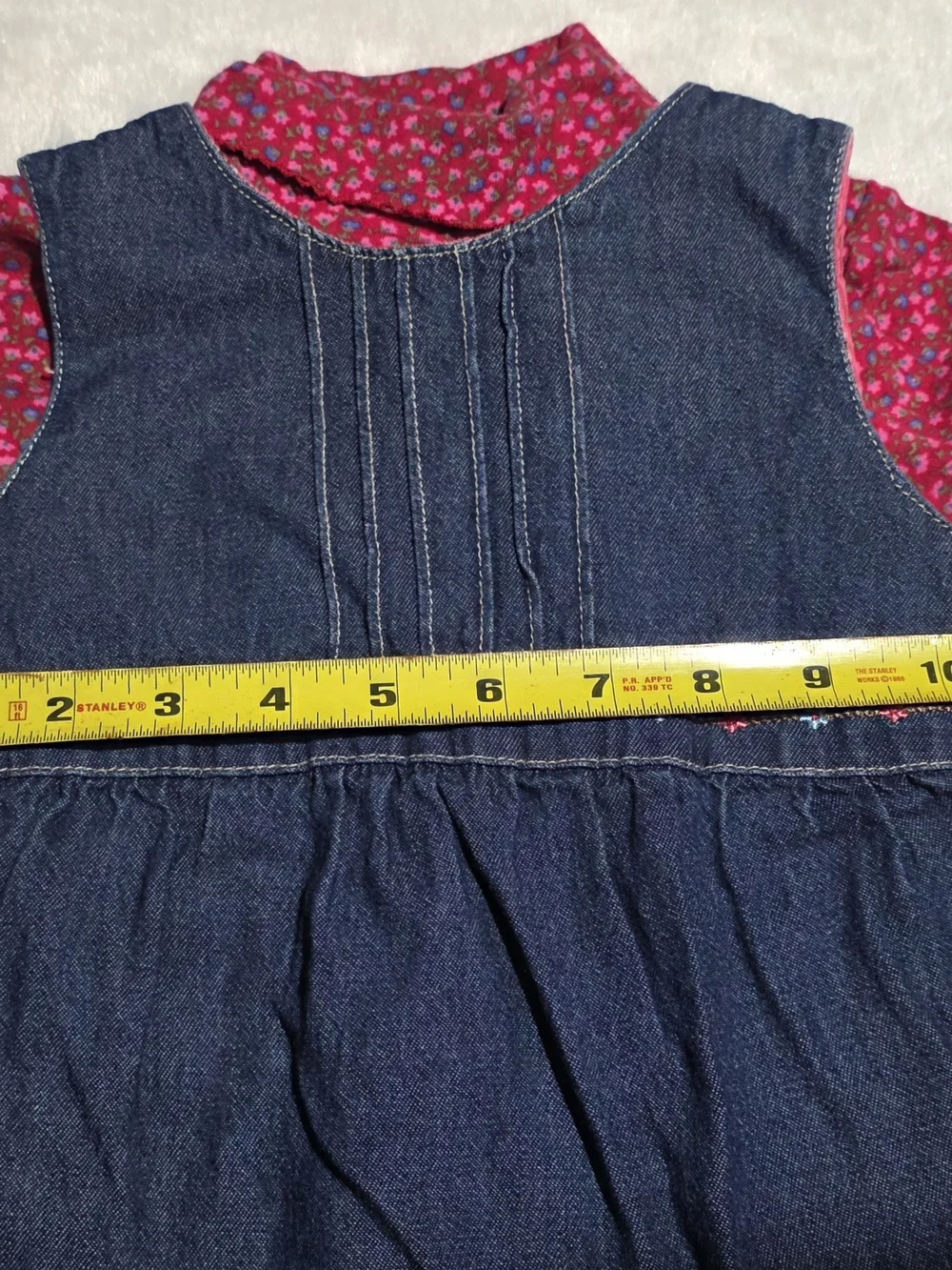 OshKosh B'Gosh Denim Floral Embroidered Dress & Floral Turtleneck One Piece 24M